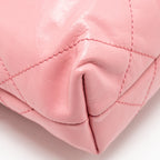 Chanel MINI 22 BAG SHINY CALFSKIN Pink SHW (Microchip)