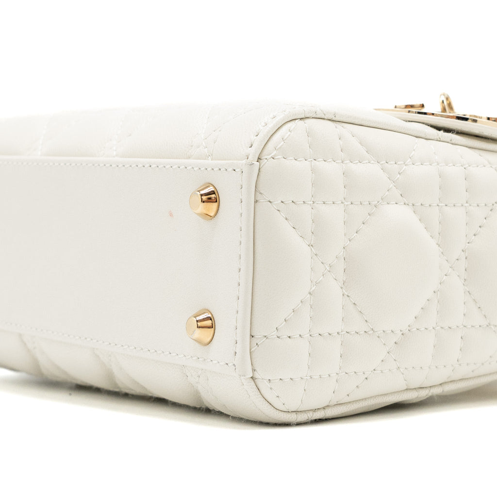 DIOR MINI LADY DIOR LAMBSKIN WHITE LGHW