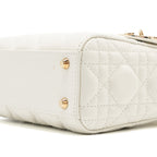 DIOR MINI LADY DIOR LAMBSKIN WHITE LGHW