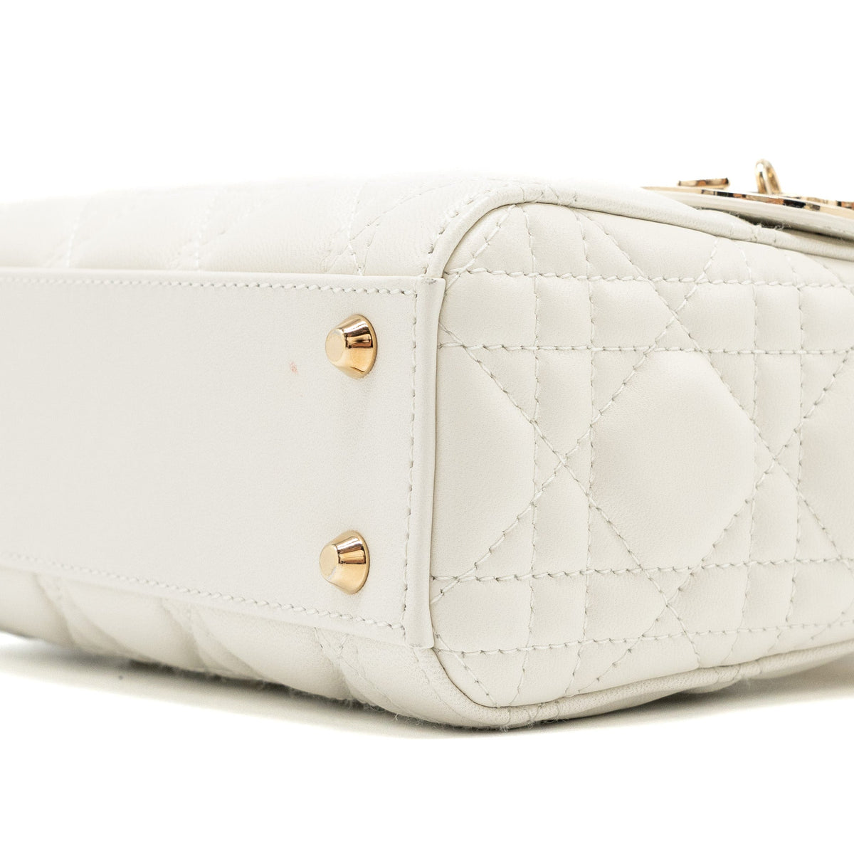 DIOR MINI LADY DIOR LAMBSKIN WHITE LGHW