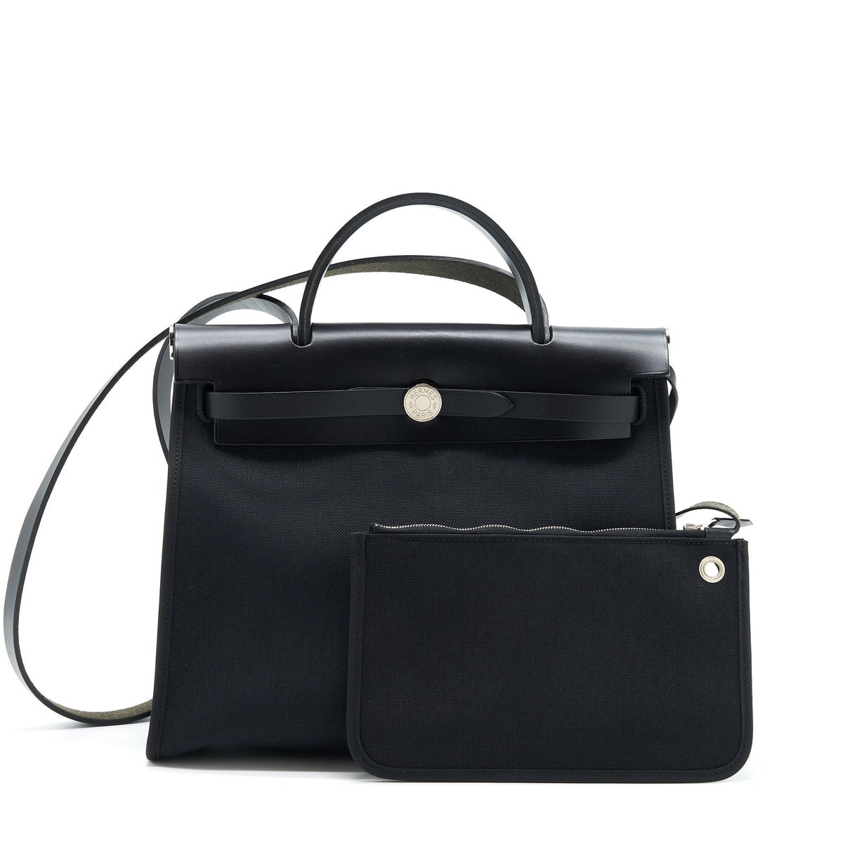HERMES HERBAG ZIP 31 BAG CANVAS BLACK SHW
