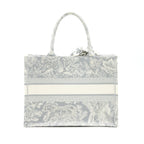 DIOR SMALL BOOK TOTE GRAY TOILE DE JOUY REVERSE EMBROIDERY WITH AN EXTRA SMALL SCARF