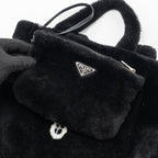 PRADA MEDIUM TOTE BAG SHEARLING BLACK SHW