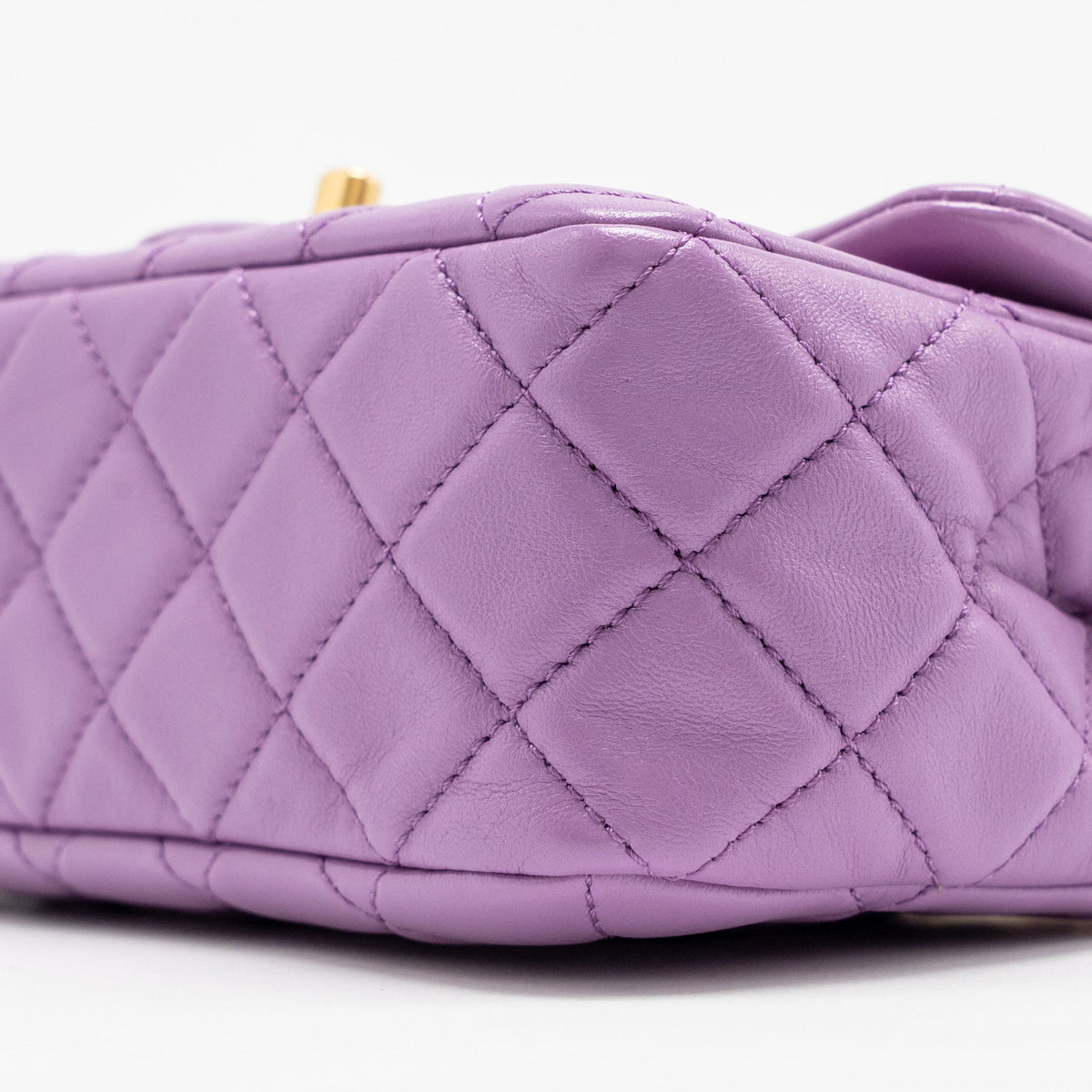CHANEL PEARL CRUSH MINI RECTANGULAR FLAP BAG LAMBSKIN PURPLE GHW (MICROCHIP)