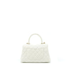 CHANEL SMALL COCO HANDLE CAVIAR WHITE LGHW (MICROCHIP)