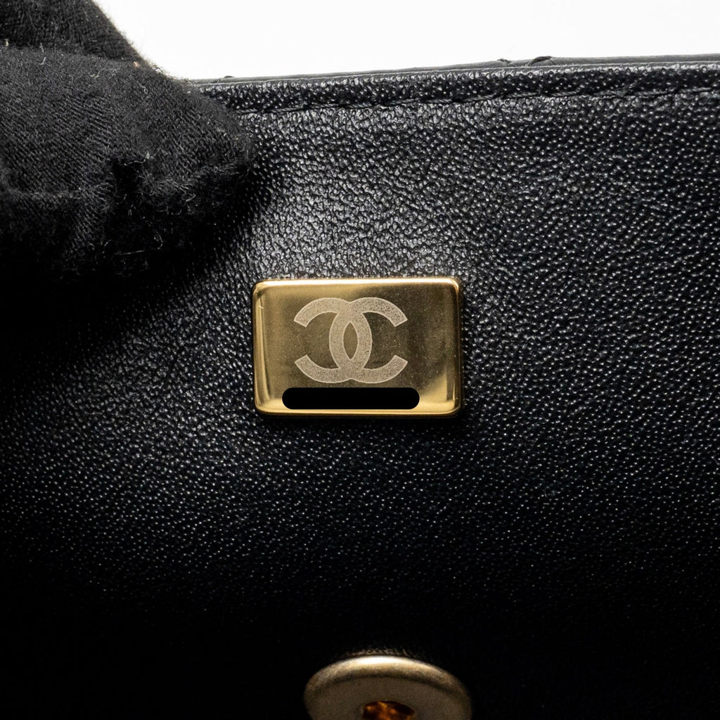 CHANEL TOP HANDLE MINI RECTANGULAR LAMBSKIN BLACK GHW (MICROCHIP)