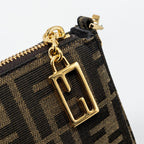 FENDI BAGUETTE POUCH BROWN JACQUARD FF FABRIC GHW