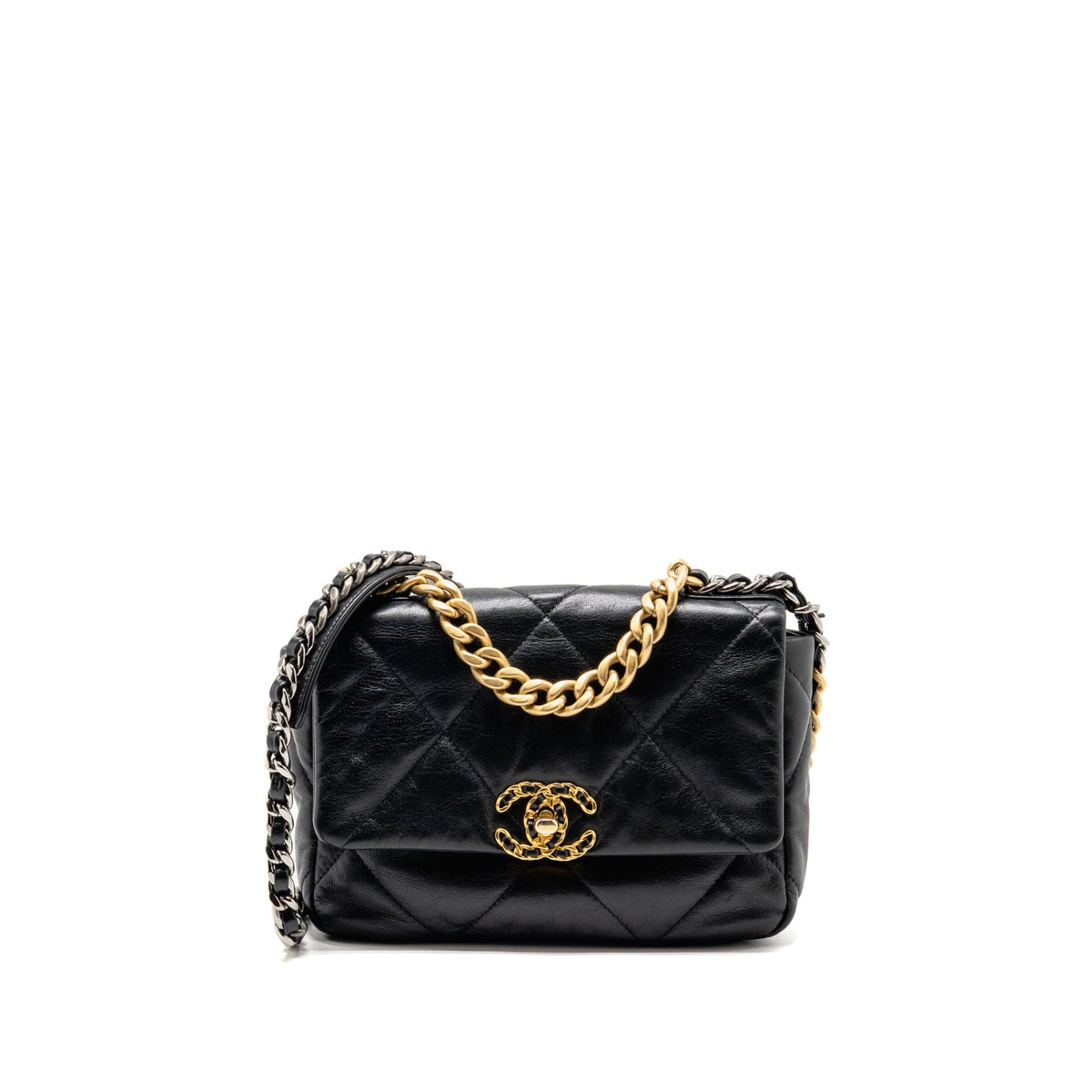 Chanel Small 19 bag Shiny goatskin black multicoloured hardware