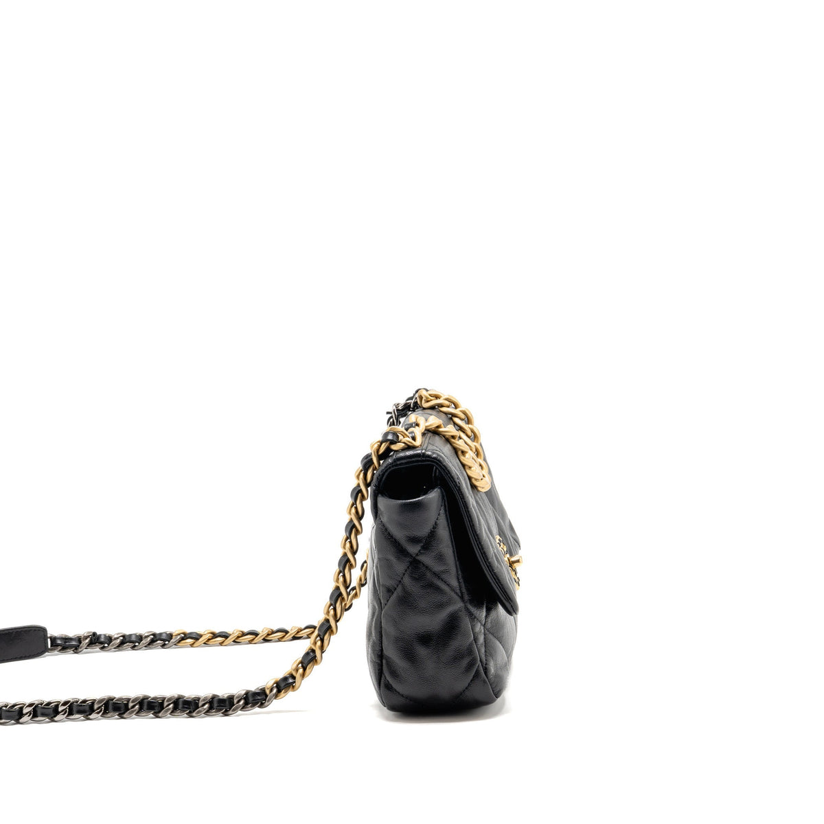 Chanel Small 19 bag Shiny goatskin black multicoloured hardware