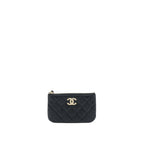 CHANEL ZIPPY SMALL POUCH DETAILED LOGO CAVIAR BLACK LGHW