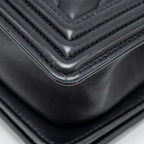 CHANEL SMALL BOY BAG LAMBSKIN BLACK RUTHENIUM SHW