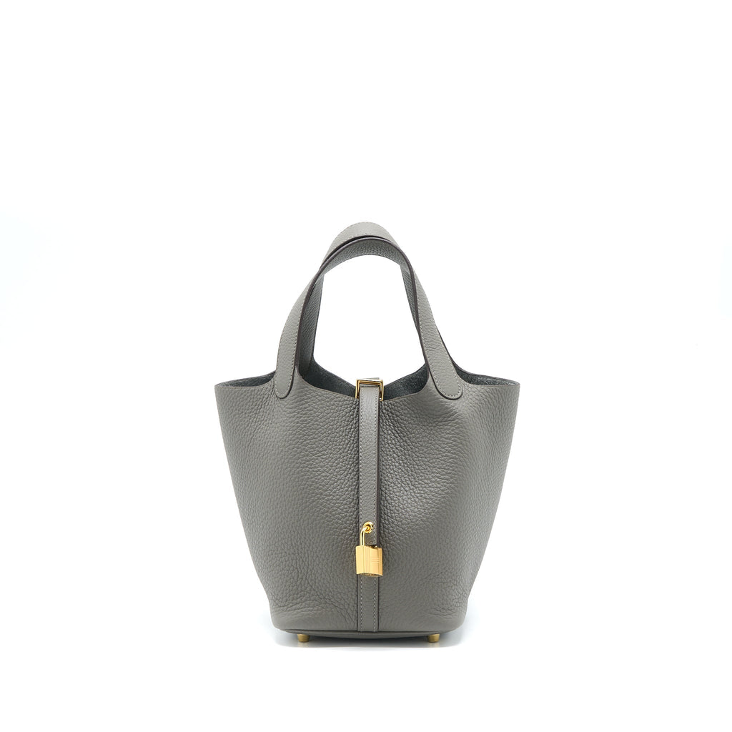 HERMES PICOTIN 18 LOCK BAG CLEMENCE 0L GRIS MEYER GHW