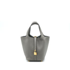 HERMES PICOTIN 18 LOCK BAG CLEMENCE 0L GRIS MEYER GHW