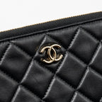 CHANEL COCO CHARMS CHAIN QUILTED POUCH BAG LAMBSKIN BLACK LGHW