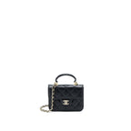 CHANEL MINI TOP HANDLE FLAP BAG LAMBSKIN BLACK LGHW