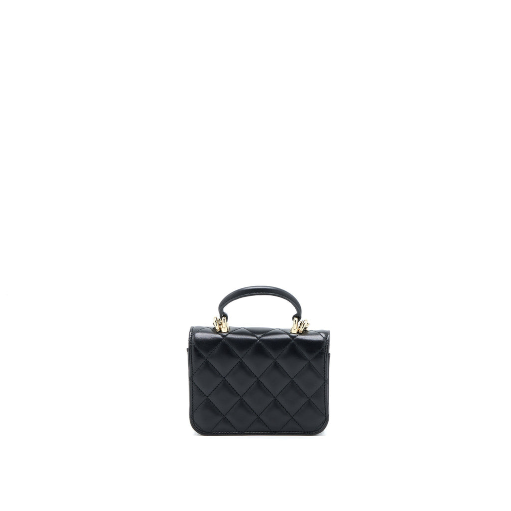 CHANEL MINI TOP HANDLE FLAP BAG LAMBSKIN BLACK LGHW