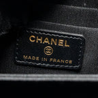 CHANEL COCO CHARMS CHAIN QUILTED POUCH BAG LAMBSKIN BLACK LGHW