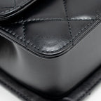 CHANEL GOLD CRUSH MINI FLAP BAG CALFSKIN BLACK GHW (MICROCHIP)