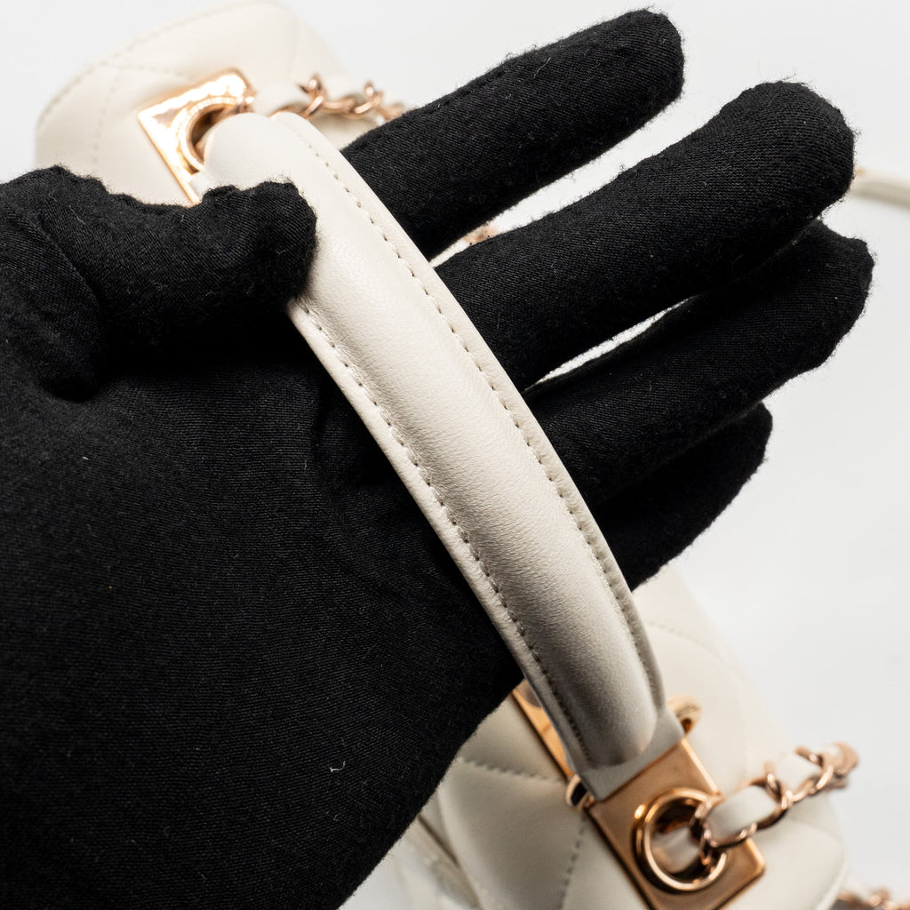 CHANEL TOP HANDLE TRENDY CC FLAP BAG LAMBSKIN WHITE RGHW (MICROCHIP)