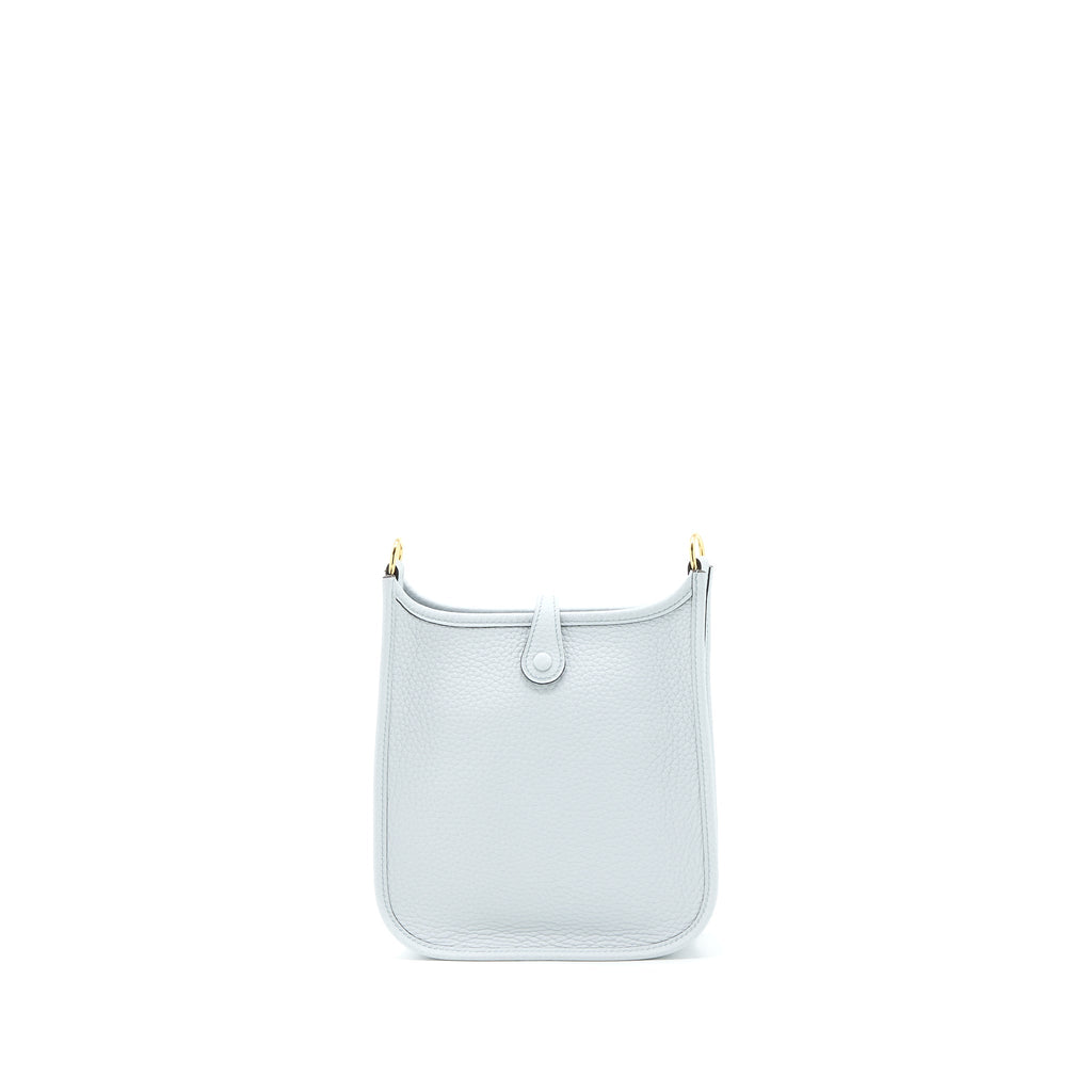 Hermes Mini Evelyn Clemence Blue Pale/Gris Etain GHW