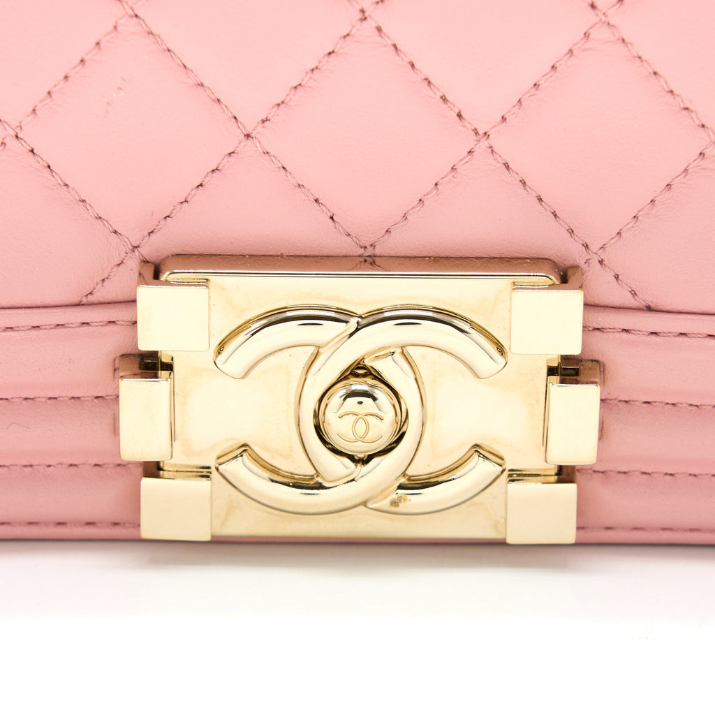 CHANEL MEDIUM BOY BAG CALFSKIN PINK LGHW