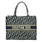 DIOR SMALL BOOK TOTE BAG BLUE OBLIQUE JACQUARD