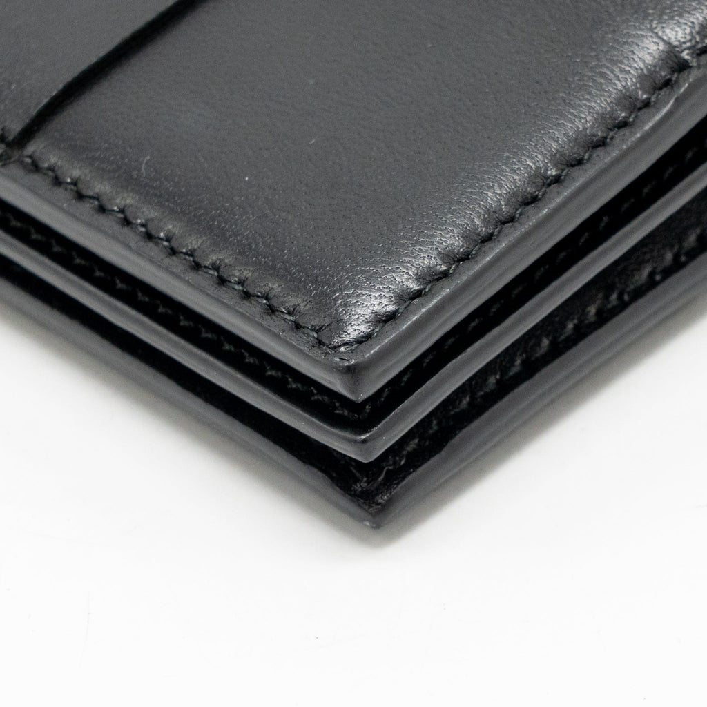 Bottega Veneta Cassette Wallet on Strap Intrecciato Leather Black GHW