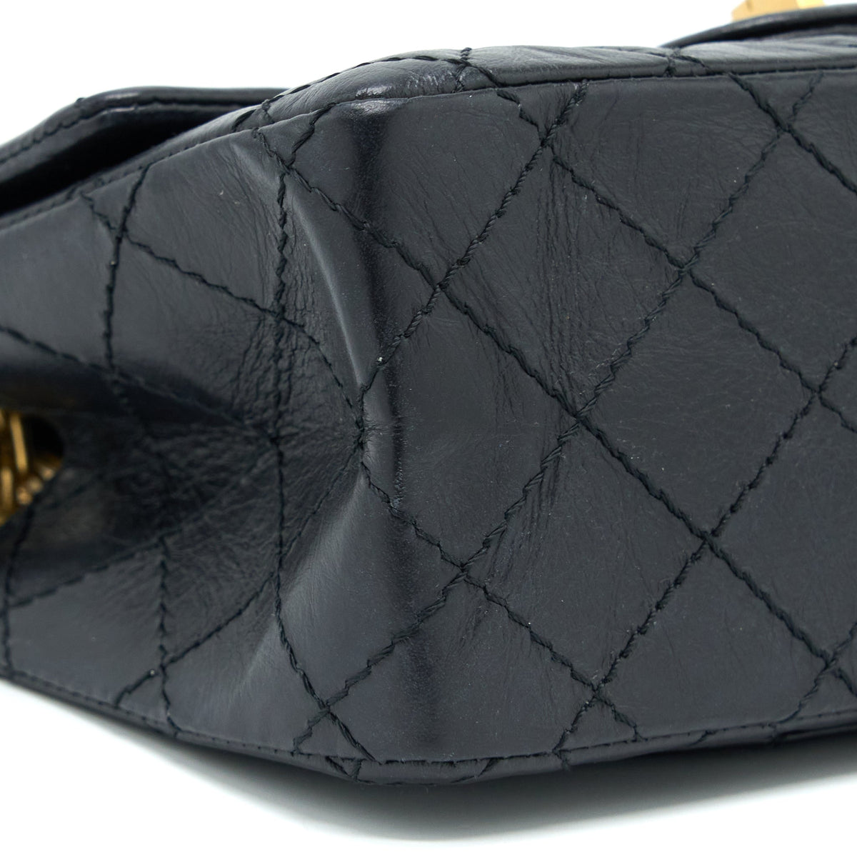 CHANEL MINI 2.55 REISSUE FLAP BAG AGED CALFSKIN BLACK BRUSHED GHW (MICROCHIP)