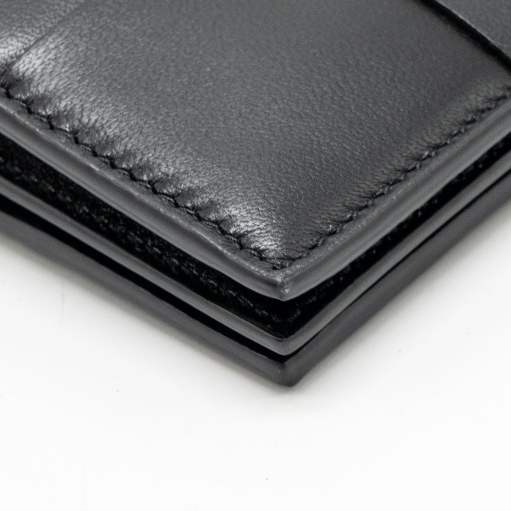 Bottega Veneta Cassette Wallet on Strap Intrecciato Leather Black GHW
