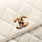 CHANEL TOP HANDLE TRENDY CC FLAP BAG LAMBSKIN WHITE RGHW (MICROCHIP)
