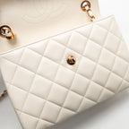 CHANEL TOP HANDLE TRENDY CC FLAP BAG LAMBSKIN WHITE RGHW (MICROCHIP)