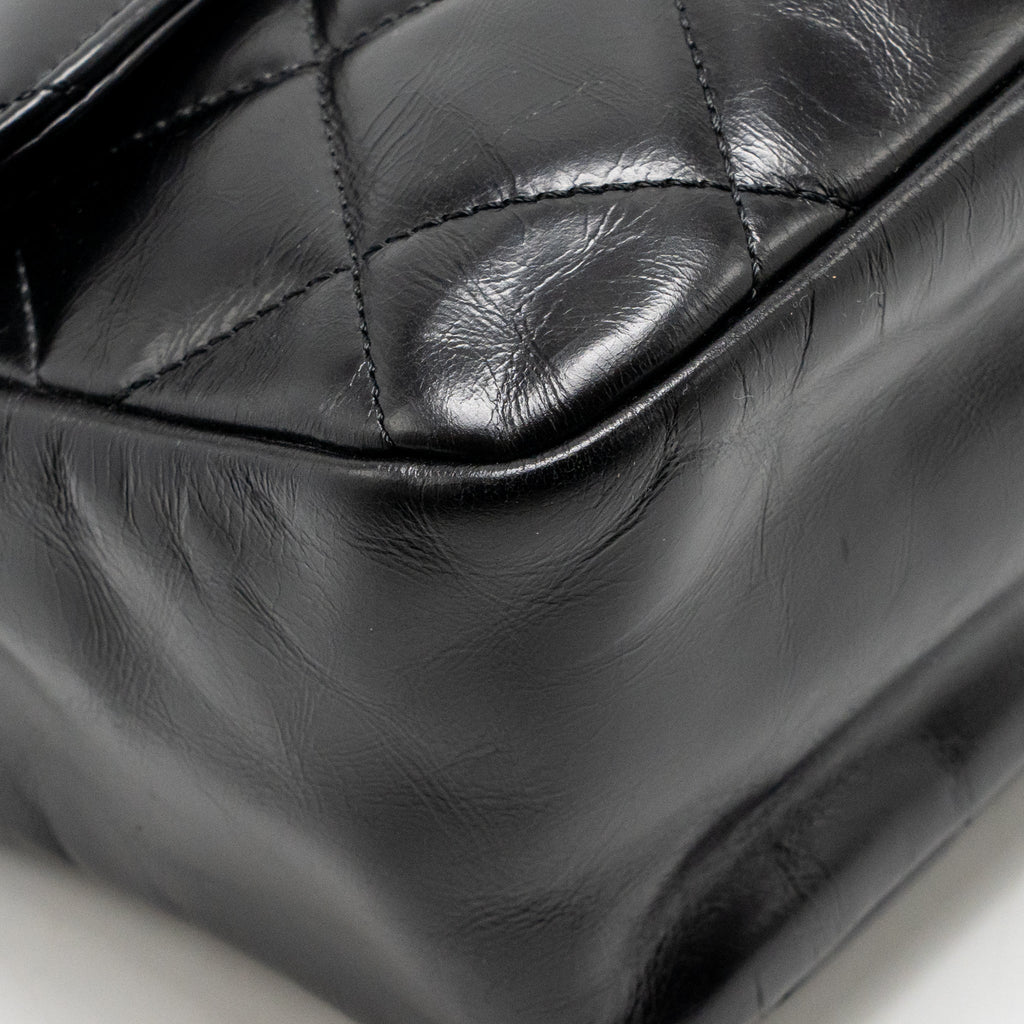 Chanel Quilted Small CC Delivery Flap Bag Glazed Calfskin Black SHW