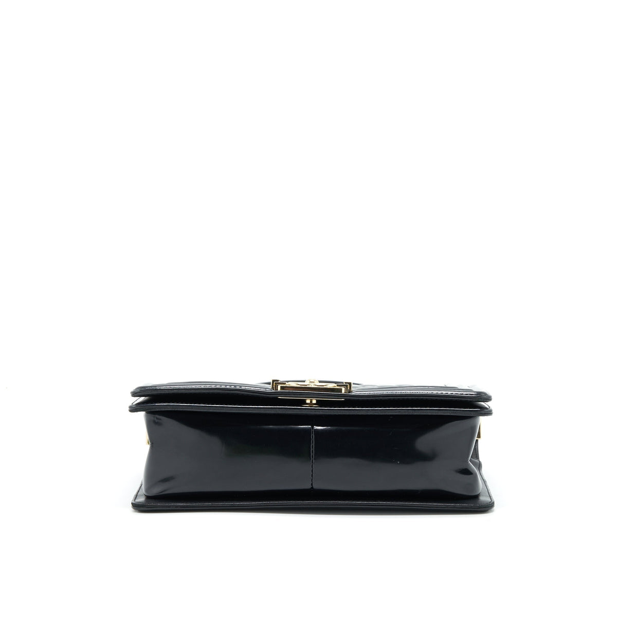 CHANEL MEDIUM LE BOY PATENT LEATHER BLACK LGHW