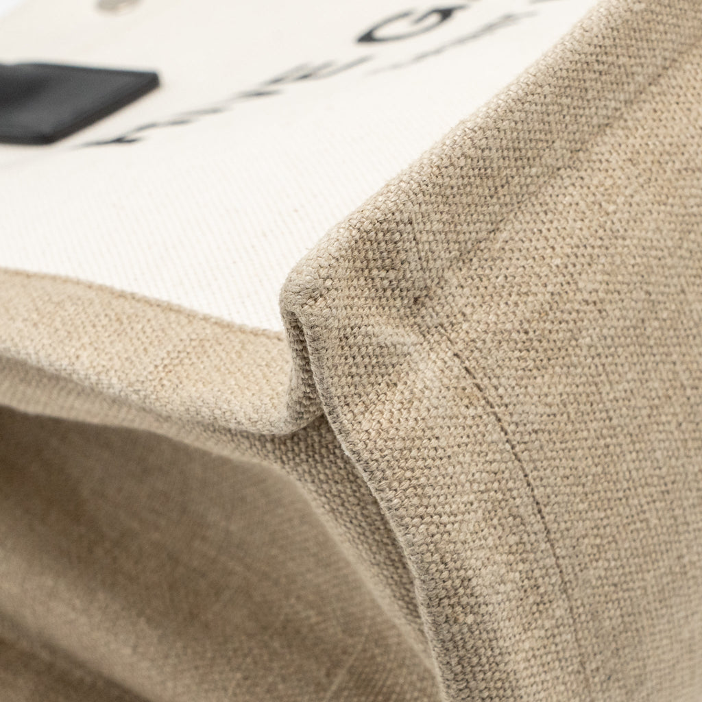 Saint Laurent/YSL Rive Gauche Tote Bag Canvas/ Leather Light Beige/ Black
