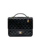 CHANEL 22K LARGE BACKPACK PATENT BLACK BRUSHED GHW (MICROCHIP)
