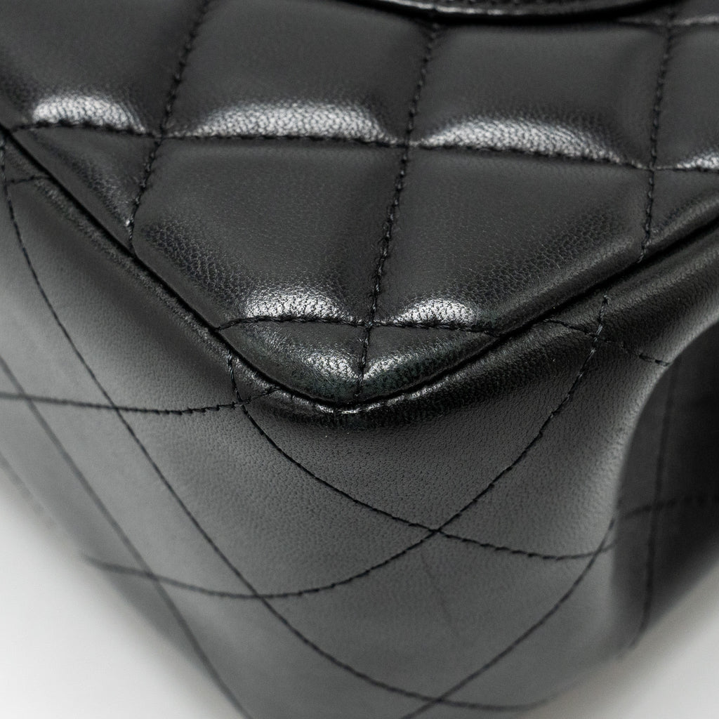 CHANEL JUMBO CLASSIC DOUBLE FLAP BAG LAMBSKIN BLACK GHW