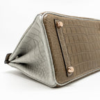 Hermes Birkin 25 Special Order Alligator Mississippiensis Matt Kraft/Gris Perle RGHW