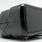 CHANEL SMALL GABRIELLE BACKPACK AGED CALFSKIN BLACK MULTICOLOUR COLOUR HARDWARE (MICROCHIP)
