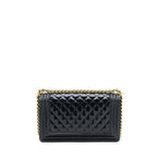 CHANEL MEDIUM LE BOY PATENT LEATHER BLACK LGHW