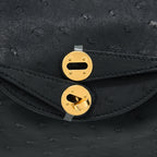 HERMES MINI LINDY OSTRICH BLACK GHW