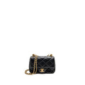 Chanel CC Mini Flap Bag with Adjustable Pearls Chain Lambskin Black GHW (Microchip)
