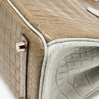 Hermes Birkin 25 Special Order Alligator Mississippiensis Matt Kraft/Gris Perle RGHW