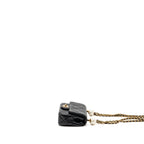 Chanel CC Mini Flap Bag with Adjustable Pearls Chain Lambskin Black GHW (Microchip)
