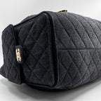 CHANEL 25 MEDIUM HANDBAG WASHED DENIM BLACK GHW (MICROCHIP)