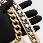 CHANEL MAXI 19 BAG GOATSKIN BEIGE MULTICOLOR HARDWARE