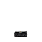 Chanel CC Mini Flap Bag with Adjustable Pearls Chain Lambskin Black GHW (Microchip)