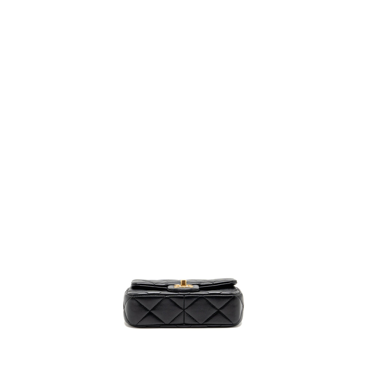 Chanel CC Mini Flap Bag with Adjustable Pearls Chain Lambskin Black GHW (Microchip)