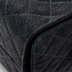 CHANEL 25 MEDIUM HANDBAG WASHED DENIM BLACK GHW (MICROCHIP)