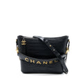CHANEL LARGE GABRIELLE HOBO BAG CROC EMBOSSED CALFSKIN WITH LOGO STRAP BLACK MULTICOLOURED HARDWARE