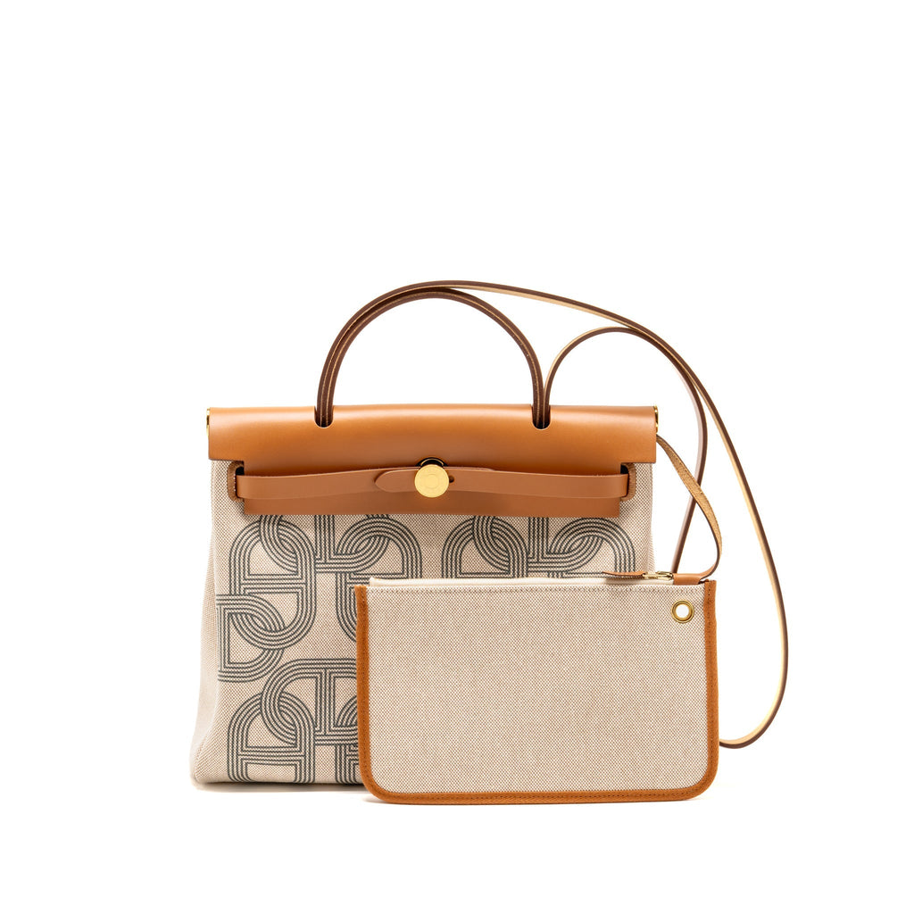 HERMES Circuit 24 HERBAG 31 ZIP BAG CHAINE D’ANCRE CANVAS / LEATHER BEIGE GHW